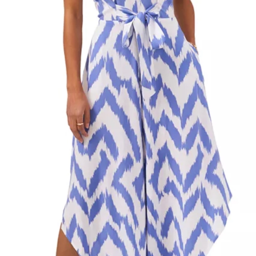 MSK Printed Tie-Front Genie Leg Jumpsuit Size L NWOT